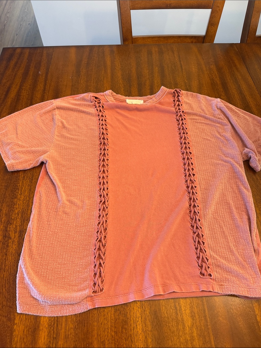 Women's Gilded Intent mauve  Short-Sleeve Knit Top with Braided Detail